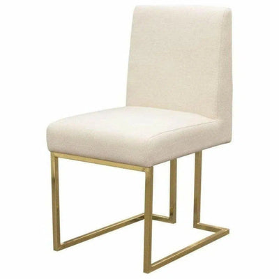 Set of 2 Dining Chairs in Cream Fabric Gold - LOOMLAN - Diamond Sofa - Dining Chairs