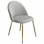 Set of 2 Dining Chairs in Grey Velvet Gold Metal Legs - LOOMLAN - Diamond Sofa - Dining Chairs