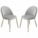 Set of 2 Dining Chairs in Grey Velvet Gold Metal Legs - LOOMLAN - Diamond Sofa - Dining Chairs