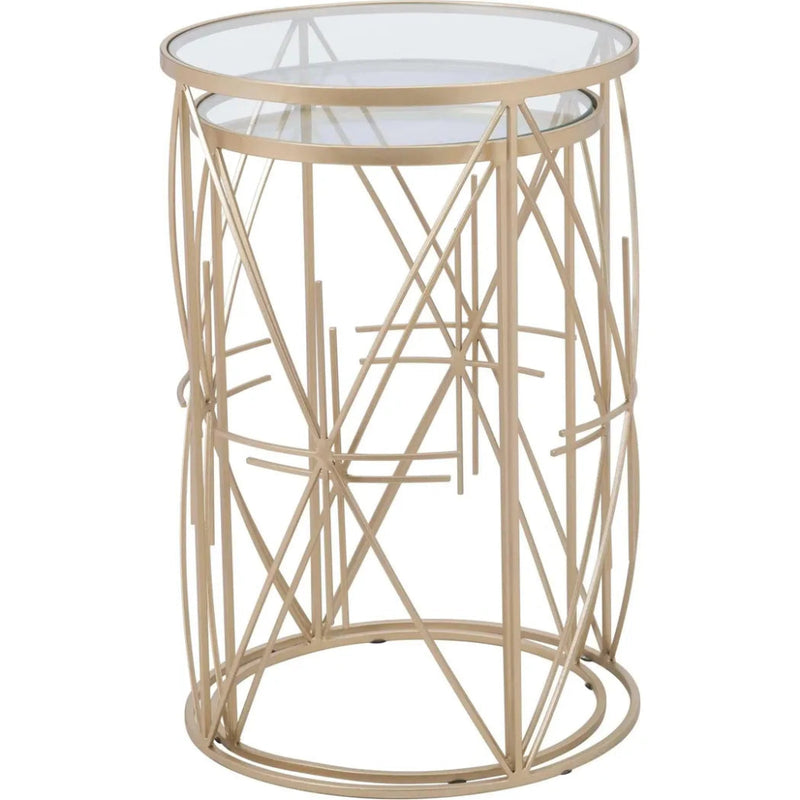 Set of 2 Hadrian Side Tables Gold & Clear - LOOMLAN - Zuo Modern - Side Tables