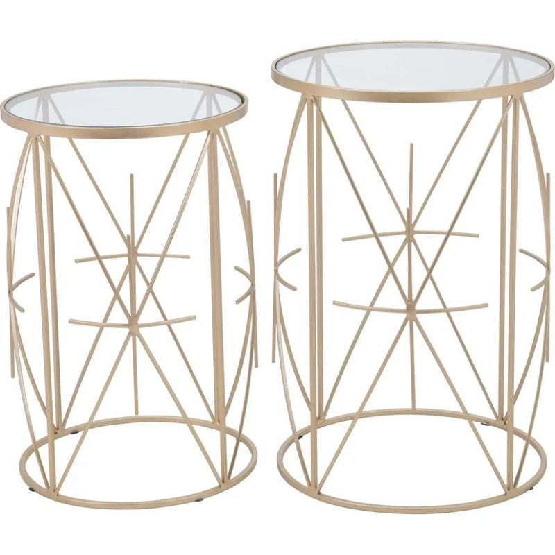 Set of 2 Hadrian Side Tables Gold & Clear - LOOMLAN - Zuo Modern - Side Tables