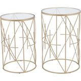 Set of 2 Hadrian Side Tables Gold & Clear - LOOMLAN - Zuo Modern - Side Tables