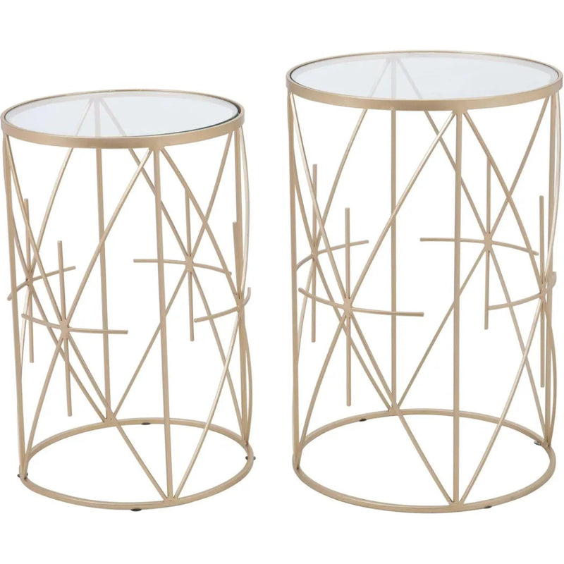 Set of 2 Hadrian Side Tables Gold & Clear - LOOMLAN - Zuo Modern - Side Tables