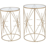 Set of 2 Hadrian Side Tables Gold & Clear - LOOMLAN - Zuo Modern - Side Tables