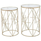 Set of 2 Hadrian Side Tables Gold & Clear - LOOMLAN - Zuo Modern - Side Tables