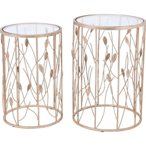 Set of 2 Sage Side Tables Clear & Gold - LOOMLAN - Zuo Modern - Side Tables