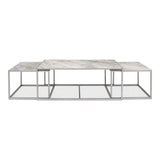 Set Of 3 Nesting Low Tables Marble Tops - LOOMLAN - Sarreid - Side Tables