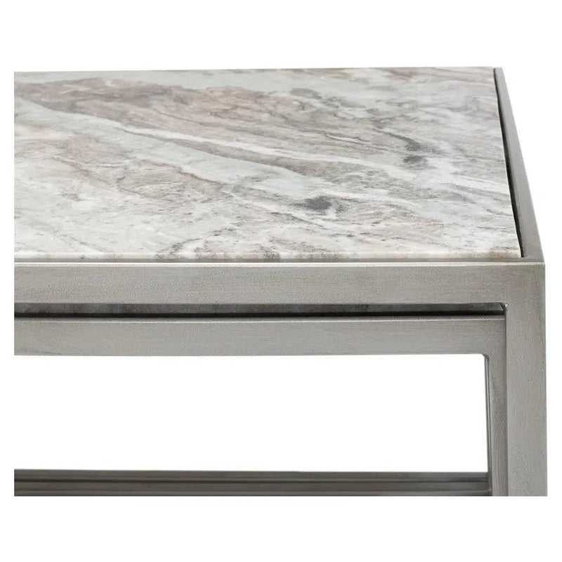 Set Of 3 Nesting Low Tables Marble Tops - LOOMLAN - Sarreid - Side Tables