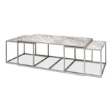 Set Of 3 Nesting Low Tables Marble Tops - LOOMLAN - Sarreid - Side Tables