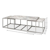 Set Of 3 Nesting Low Tables Marble Tops - LOOMLAN - Sarreid - Side Tables
