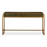 Shagreen Console Table Drawers Leaf Green Leather - LOOMLAN - Sarreid - Console Tables