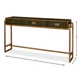 Shagreen Console Table Drawers Leaf Green Leather - LOOMLAN - Sarreid - Console Tables