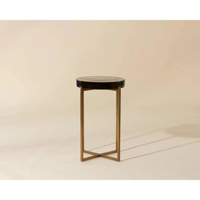 Sheena End Table Antique Brass Base & Glass - LOOMLAN - SUNPAN - Side Tables