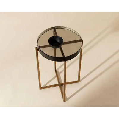 Sheena End Table Antique Brass Base & Glass - LOOMLAN - SUNPAN - Side Tables