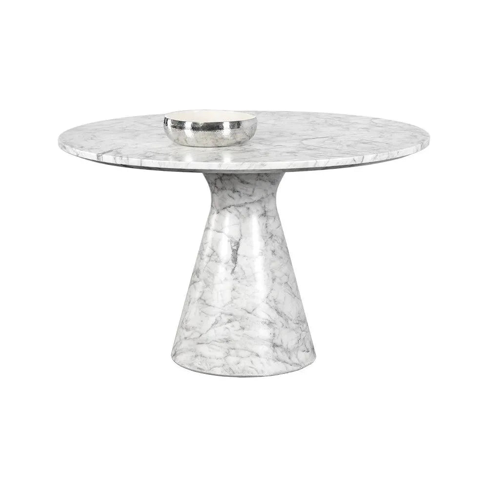 Shelburne Dining Table Marble Look White 47" Outdoor - LOOMLAN - SUNPAN - Outdoor Dining Tables