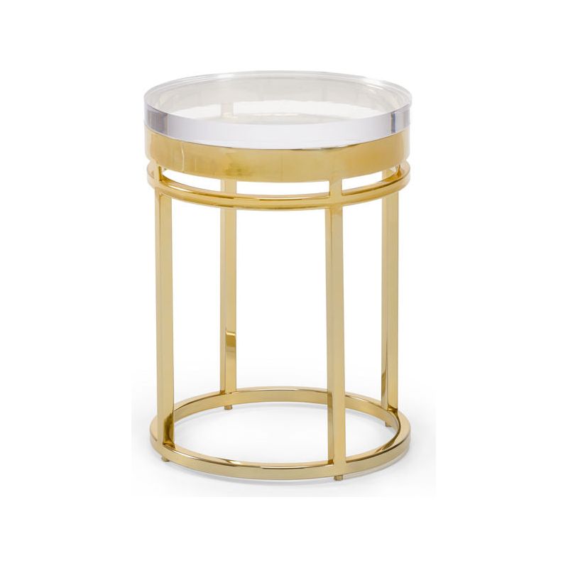 Shelby Metalic Gold Framed Round End Table - LOOMLAN - Chelsea House - Side Tables