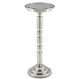 Shiny Nickel Clear Para Silver Drinks Table - LOOMLAN - Currey & Co - Side Tables