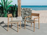 Siena Teak Woven Stackable Patio Armchair 4PC - LOOMLAN - HiTeak - Outdoor Accent Chairs