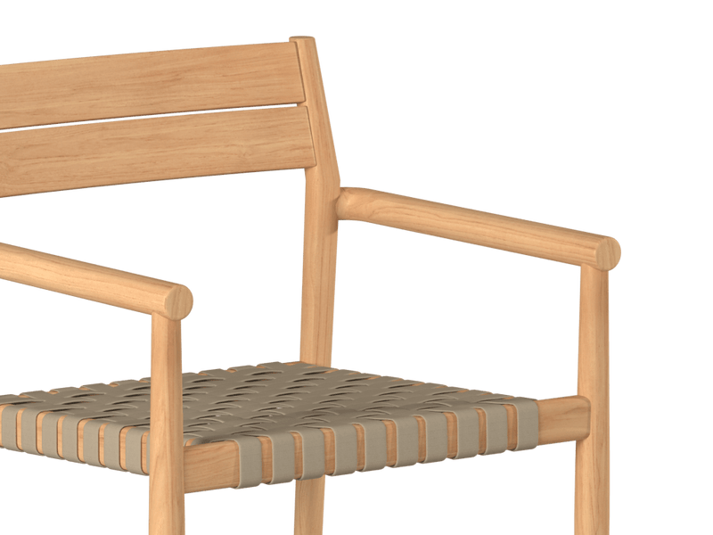 Siena Teak Woven Stackable Patio Armchair 4PC - LOOMLAN - HiTeak - Outdoor Accent Chairs