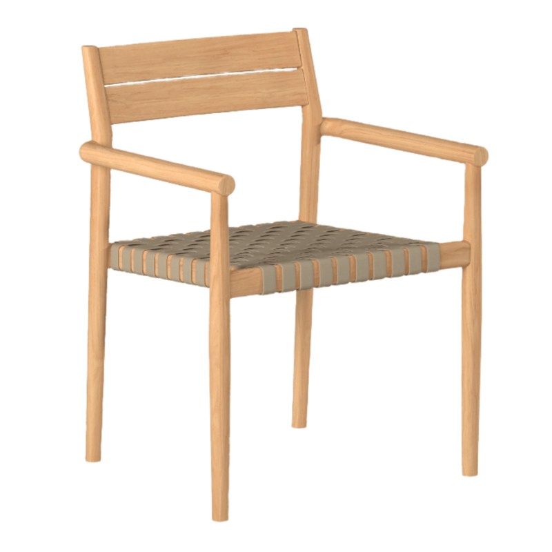 Siena Teak Woven Stackable Patio Armchair 4PC - LOOMLAN - HiTeak - Outdoor Accent Chairs