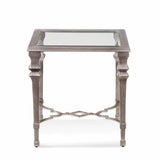 Silver Leaf Metal End Side Square Accent Table - LOOMLAN - Bassett Mirror - Side Tables