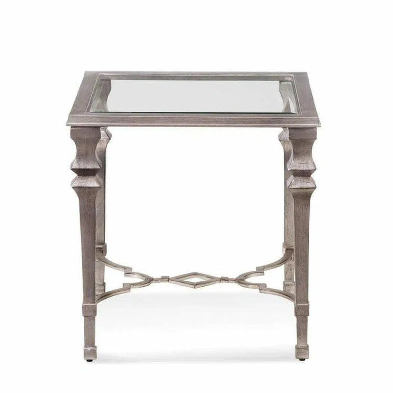 Silver Leaf Metal End Side Square Accent Table - LOOMLAN - Bassett Mirror - Side Tables