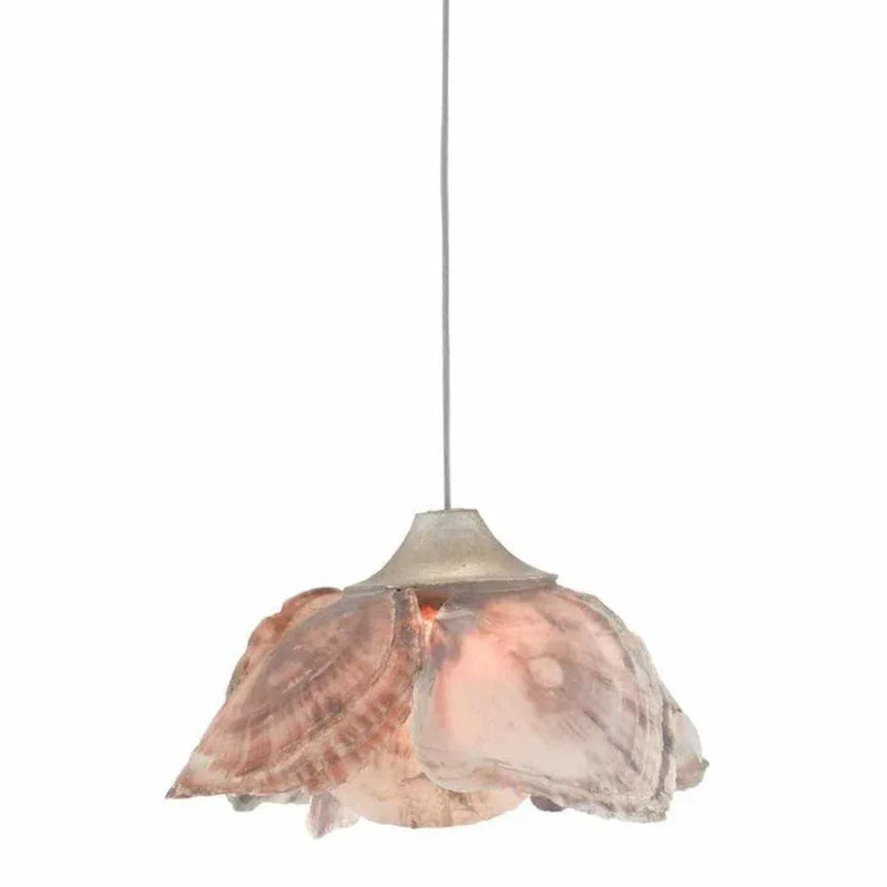 Silver Leaf Shell Catrice 1 - Light Multi - Drop Pendant - LOOMLAN - Currey & Co - Pendants
