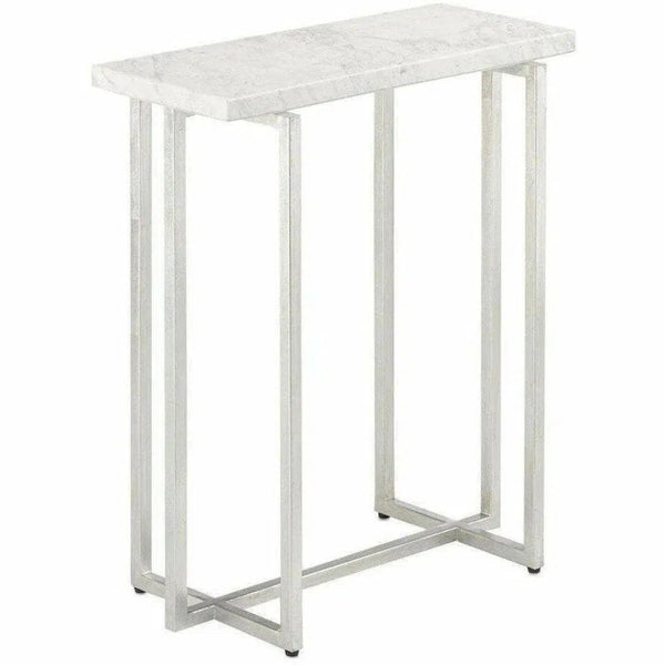 Silver Leaf White Cora Accent Table - LOOMLAN - Currey & Co - Side Tables