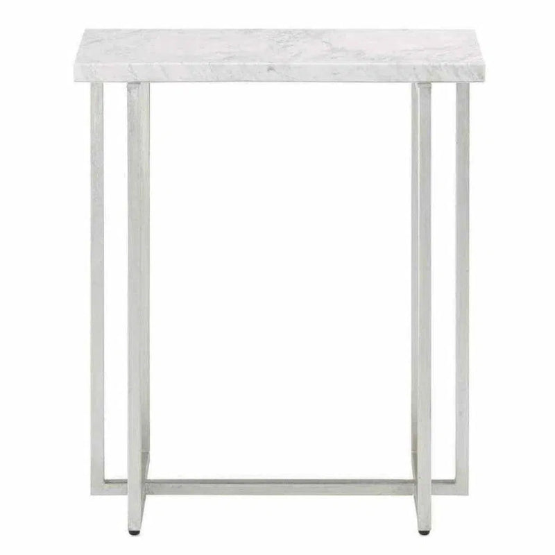 Silver Leaf White Cora Accent Table - LOOMLAN - Currey & Co - Side Tables