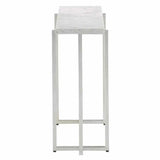 Silver Leaf White Cora Accent Table - LOOMLAN - Currey & Co - Side Tables