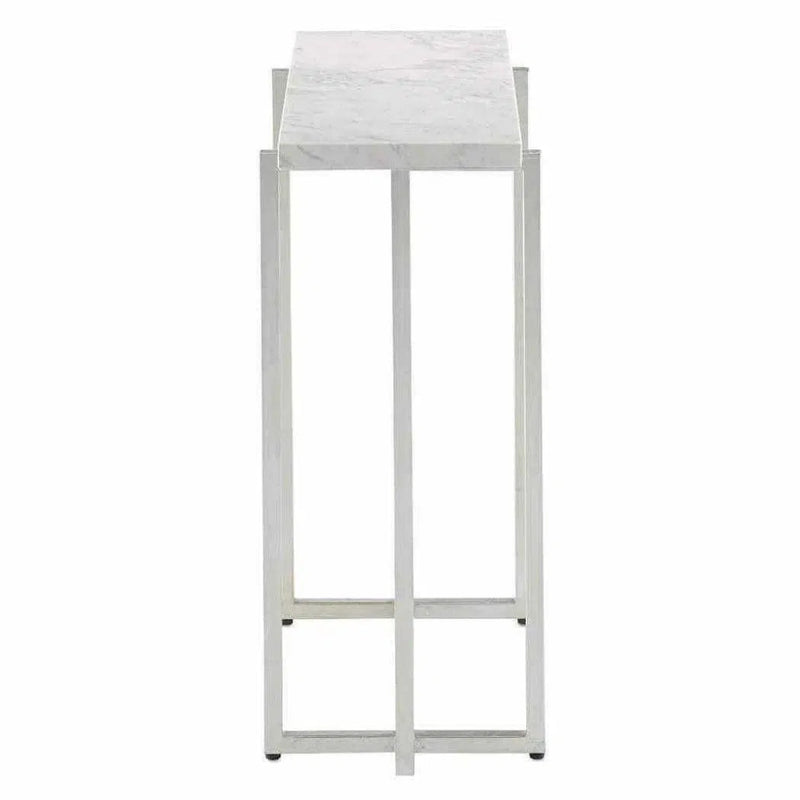 Silver Leaf White Cora Accent Table - LOOMLAN - Currey & Co - Side Tables