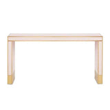 Silver Peony Satin Brass Arden Pink Console Table - LOOMLAN - Currey & Co - Console Tables