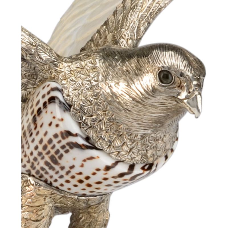 Silver Plated Brass Falcon Sculpture - LOOMLAN - Chelsea House - Statues & Sculptures