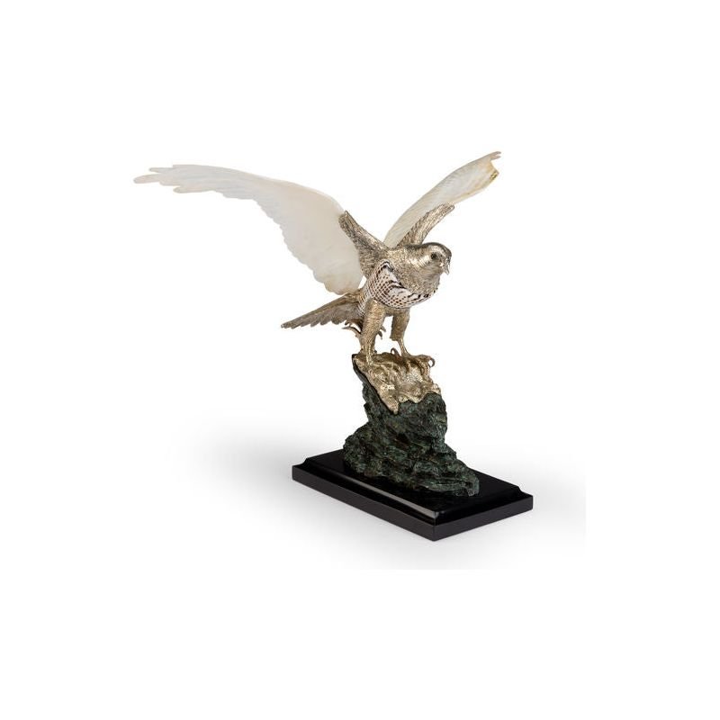 Silver Plated Brass Falcon Sculpture - LOOMLAN - Chelsea House - Statues & Sculptures