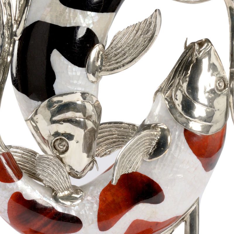 Silver Plated Two Koi Fish Sculpture - LOOMLAN - Chelsea House - Statues & Sculptures