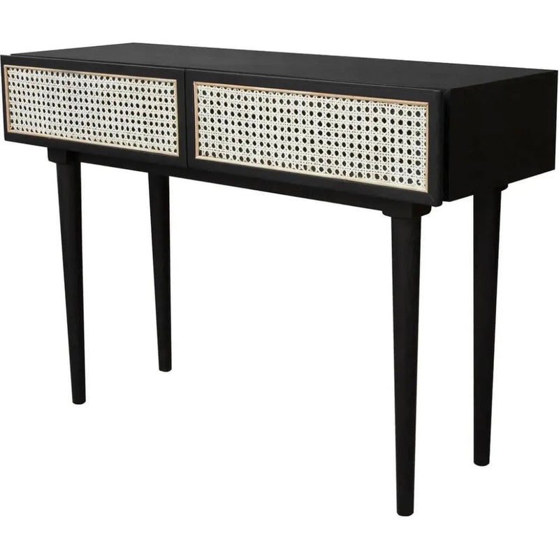 Slim Black Console Table Drawers Wood Wood Base - LOOMLAN - LH Imports - Console Tables