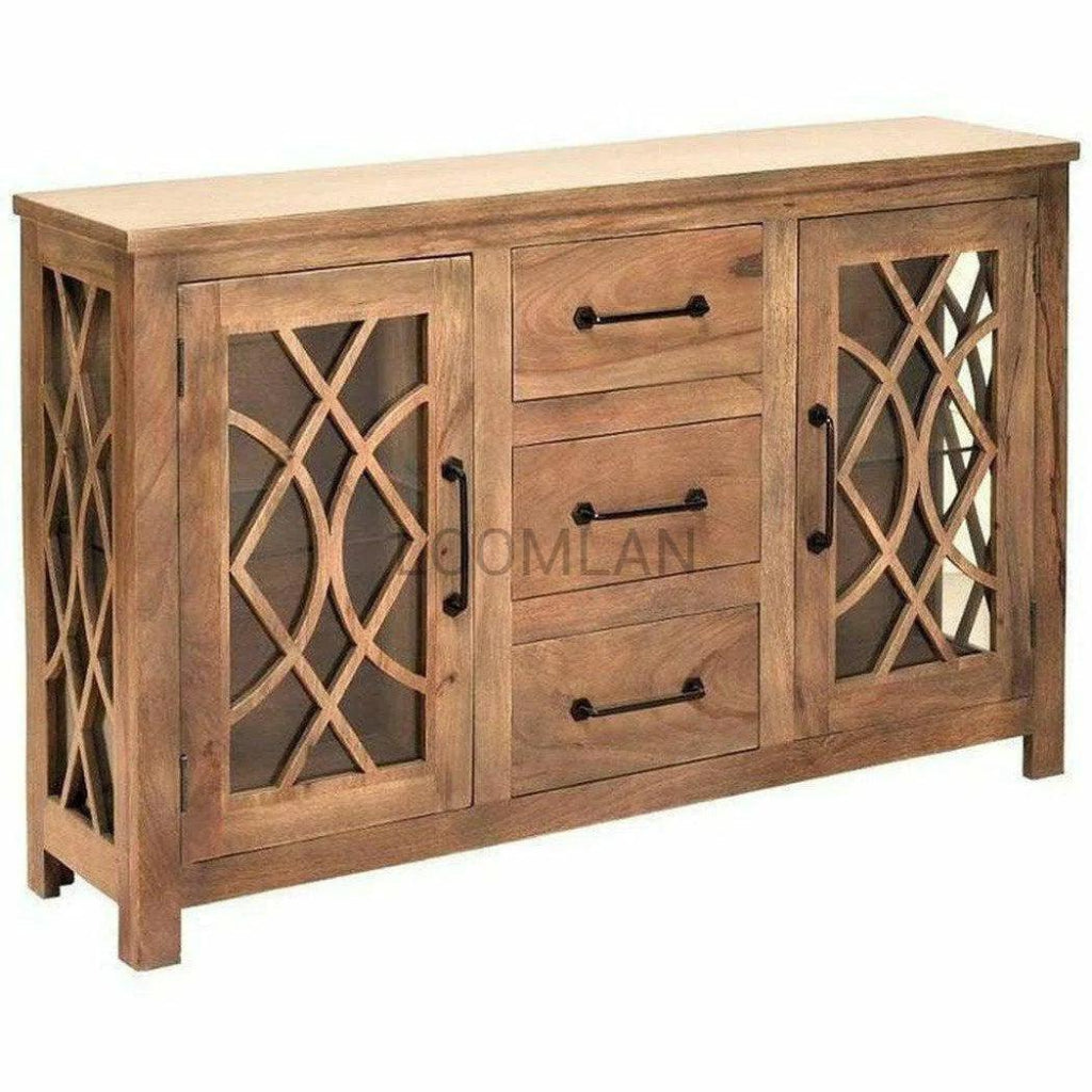 Slim Curio Buffet Glass Doors & Drawers - LOOMLAN - LOOMLAN - Sideboards