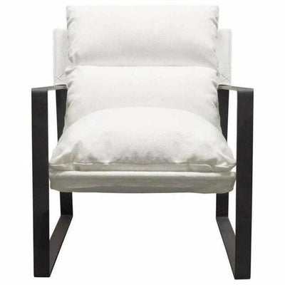 Sling Accent Chair in White Linen Fabric - LOOMLAN - Diamond Sofa - Accent Chairs