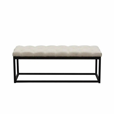 Small Linen Tufted Bedroom Bench in Desert Sand - LOOMLAN - Diamond Sofa - Bedroom Benches