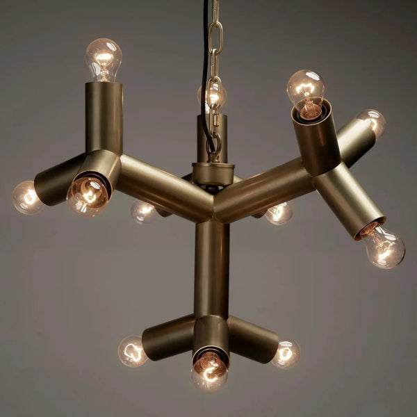 Snow Flake Metal Chandelier With Brass - LOOMLAN - Noir - Chandeliers