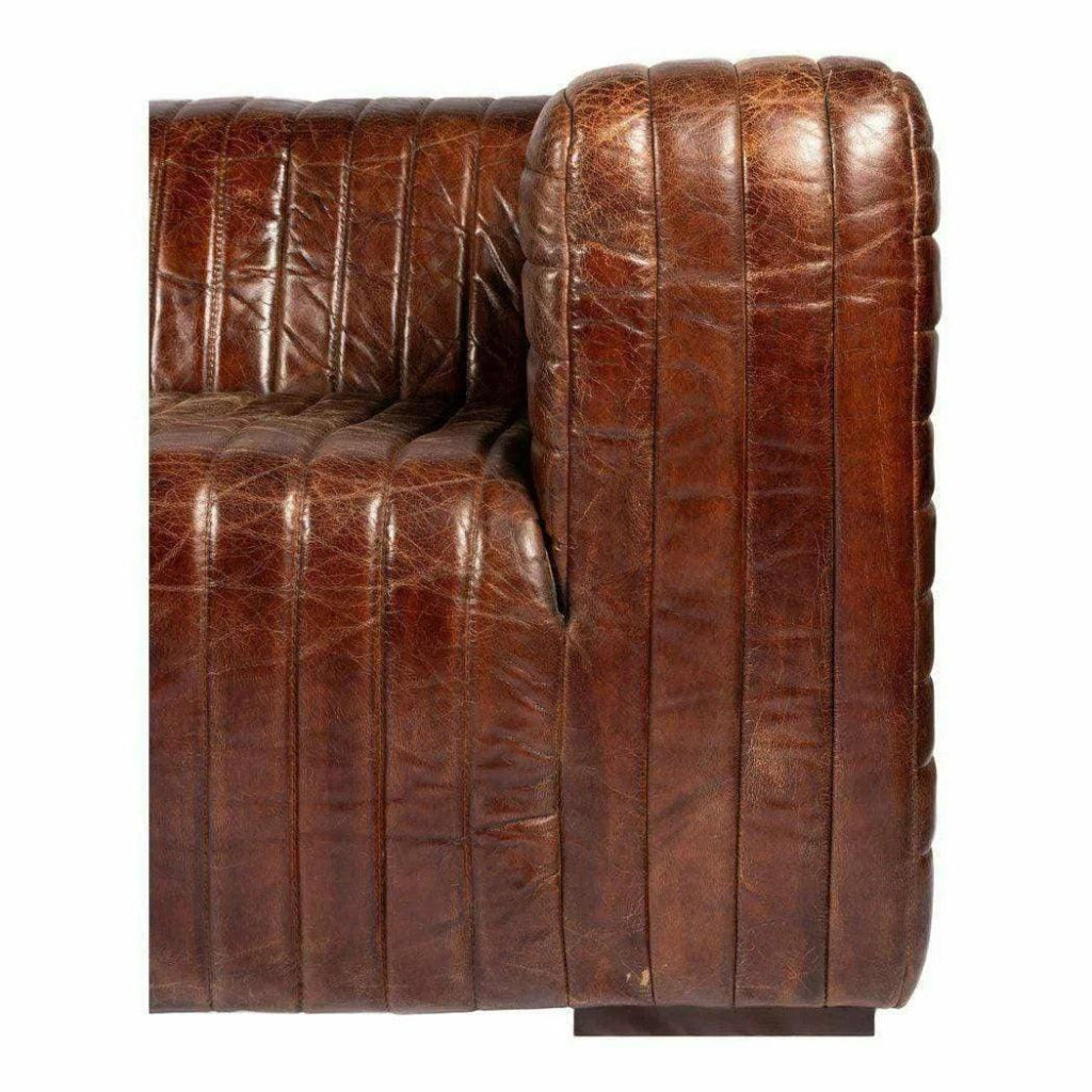 Sofa Brown Leather Industrial - LOOMLAN - Moe's Home - Sofas & Loveseats