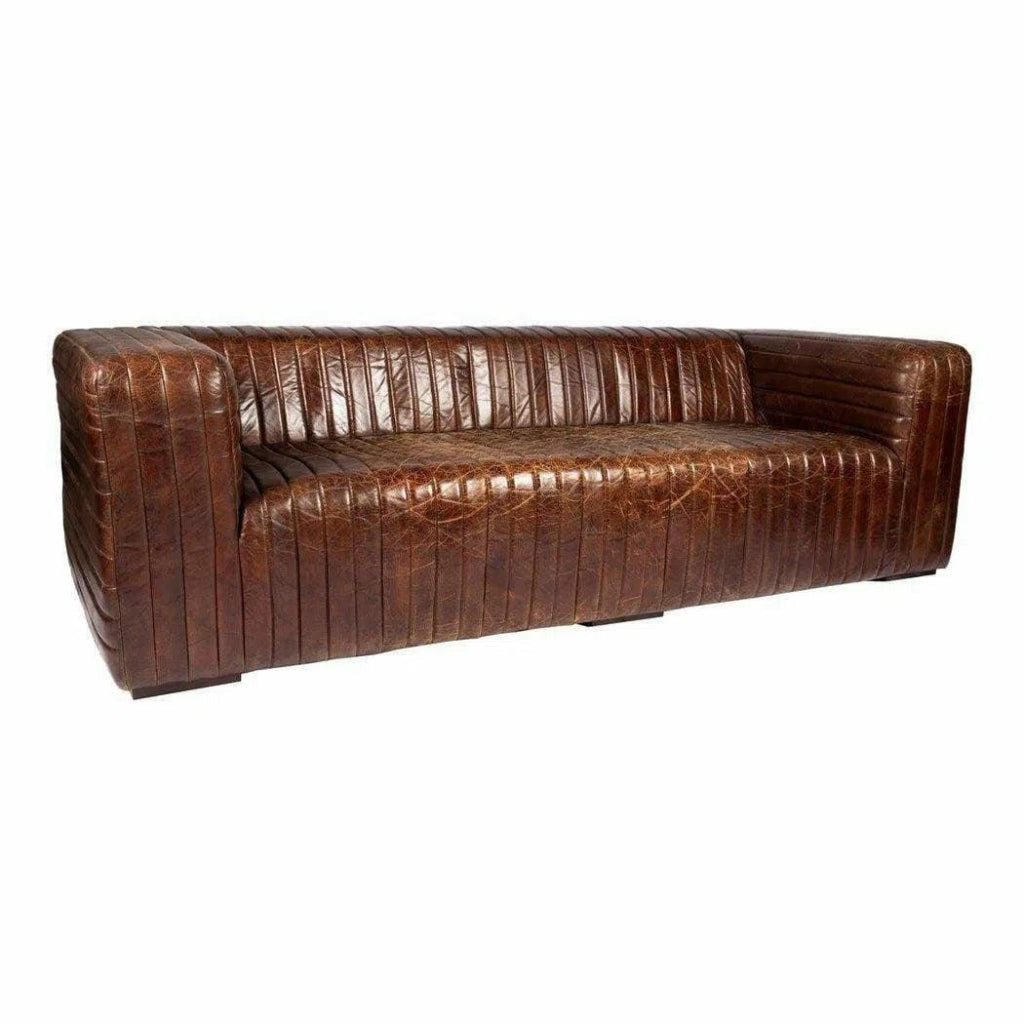 Sofa Brown Leather Industrial - LOOMLAN - Moe's Home - Sofas & Loveseats