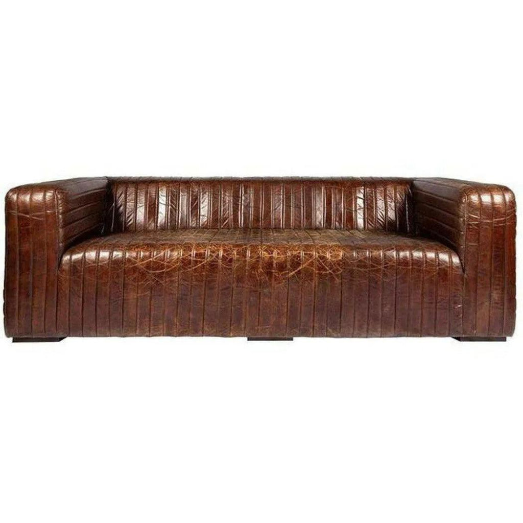 Sofa Brown Leather Industrial - LOOMLAN - Moe's Home - Sofas & Loveseats