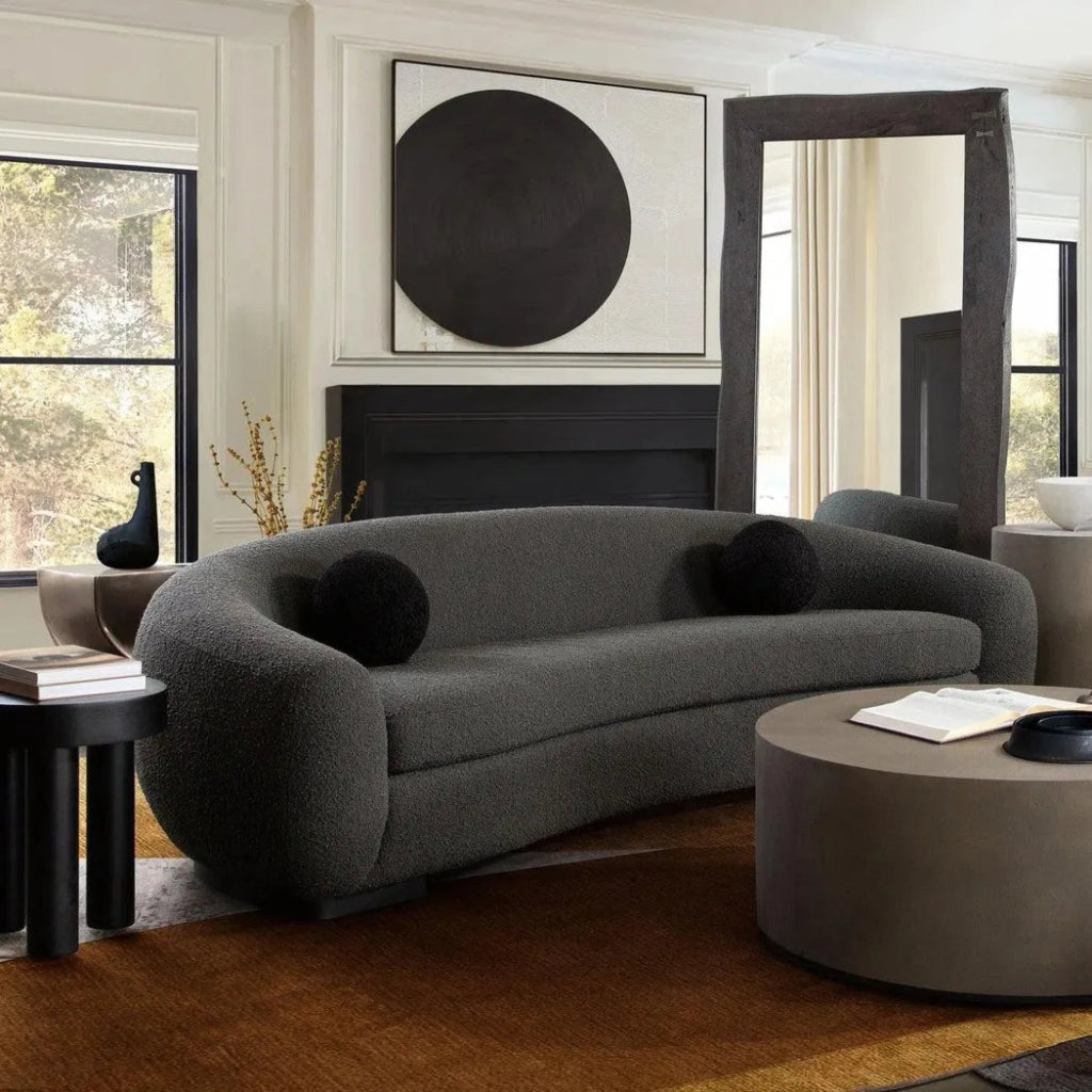 Sofa Charcoal Boucle Textured Arms & Back - LOOMLAN - Diamond Sofa - Sofas & Loveseats