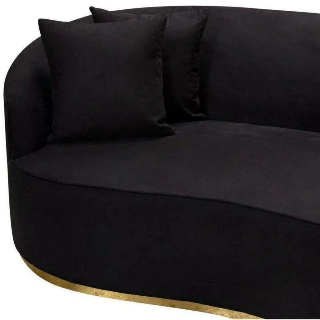 Sofa in Black Suede Velvet Gold Accent Trim - LOOMLAN - Diamond Sofa - Sofas & Loveseats