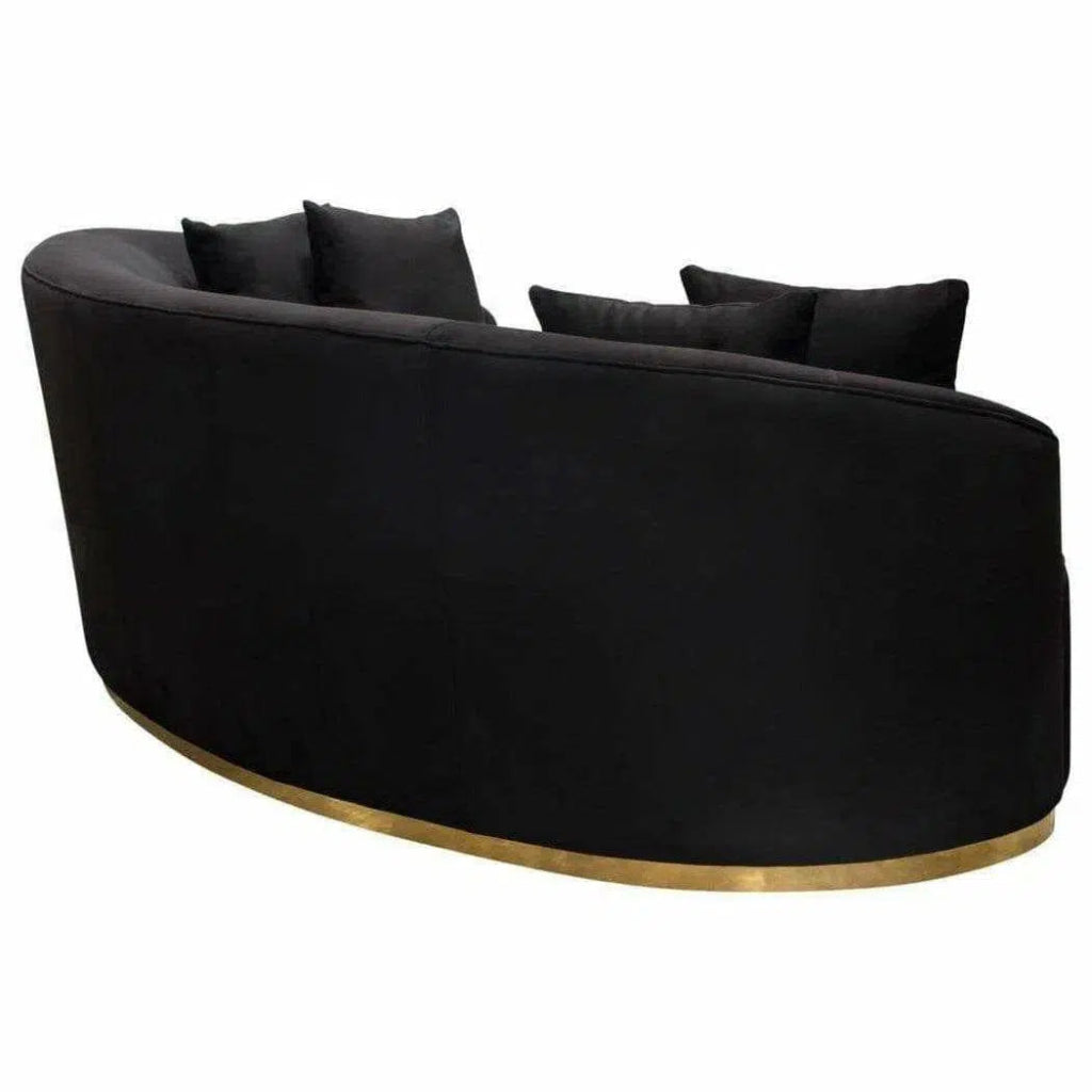 Sofa in Black Suede Velvet Gold Accent Trim - LOOMLAN - Diamond Sofa - Sofas & Loveseats