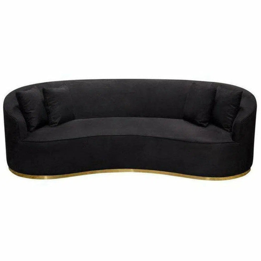 Sofa in Black Suede Velvet Gold Accent Trim - LOOMLAN - Diamond Sofa - Sofas & Loveseats