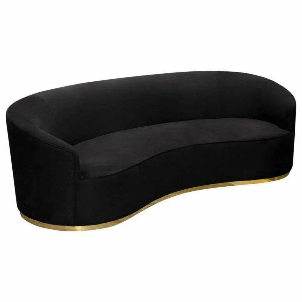 Sofa in Black Suede Velvet Gold Accent Trim - LOOMLAN - Diamond Sofa - Sofas & Loveseats