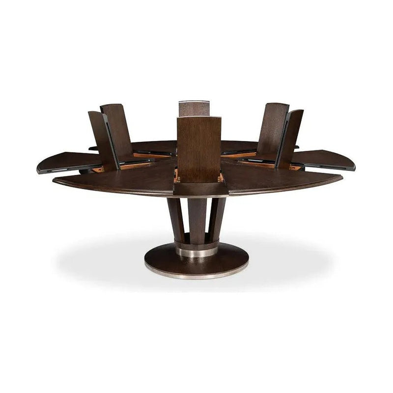 Soho Jupe Extendable Round Dining Table Burnt Brown - LOOMLAN - Sarreid - Dining Tables