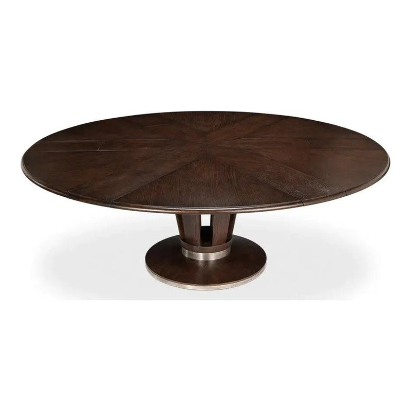 Soho Jupe Extendable Round Dining Table Burnt Brown - LOOMLAN - Sarreid - Dining Tables